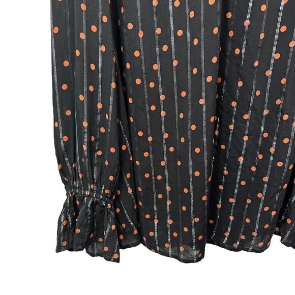 Lane Bryant Classic Long Sleeve Keyhole Neck Metallic Dot Blouse, 12 - Picture 7 of 13